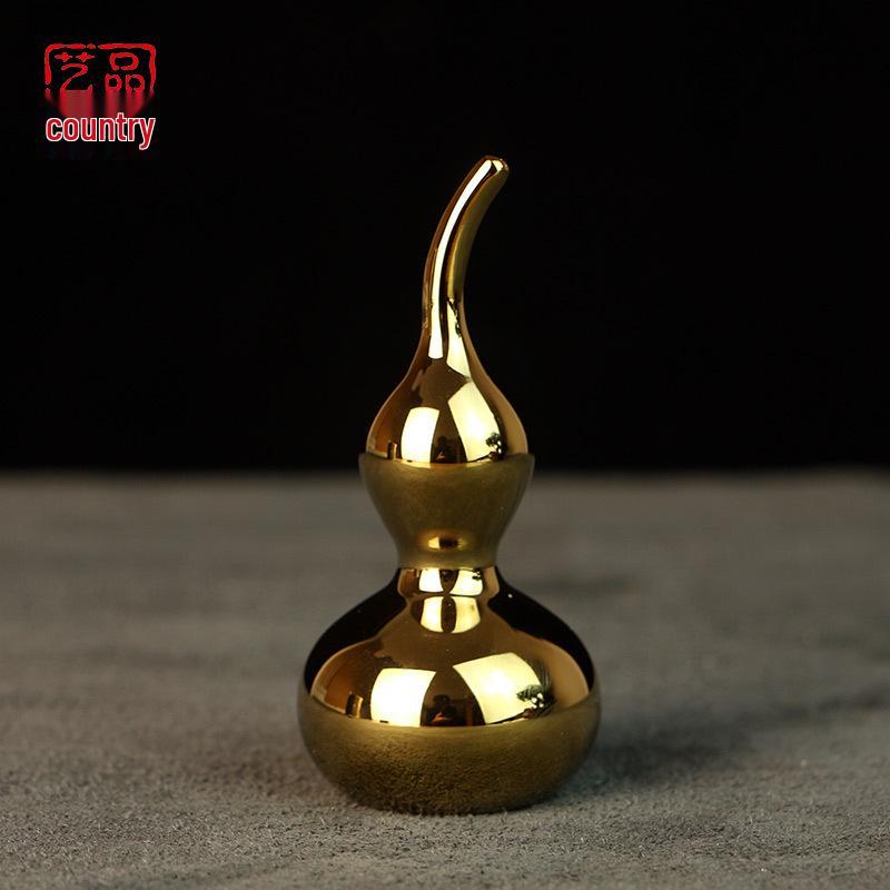 Pure Copper Gold-Plated Gourd Pendant for Good Luck, Fortune, and Smooth Sailing тыквы