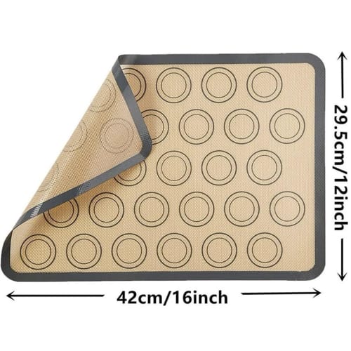 CandyKiki Waschbare und wiederverwendbare Macaron-Backmatte, Dickes Silpat, Hitzebeständig, Ofen-/Mikrowellengeeignet, Silikonmatte, Backblech, Dumarl Backmatte, Cooki