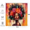 Black Girl Shower Curtain, Retro African American Colorful Floral Red Rose Black Woman Bathroom Decor, Oil Painting Aesthetics Flower Fabric Afro