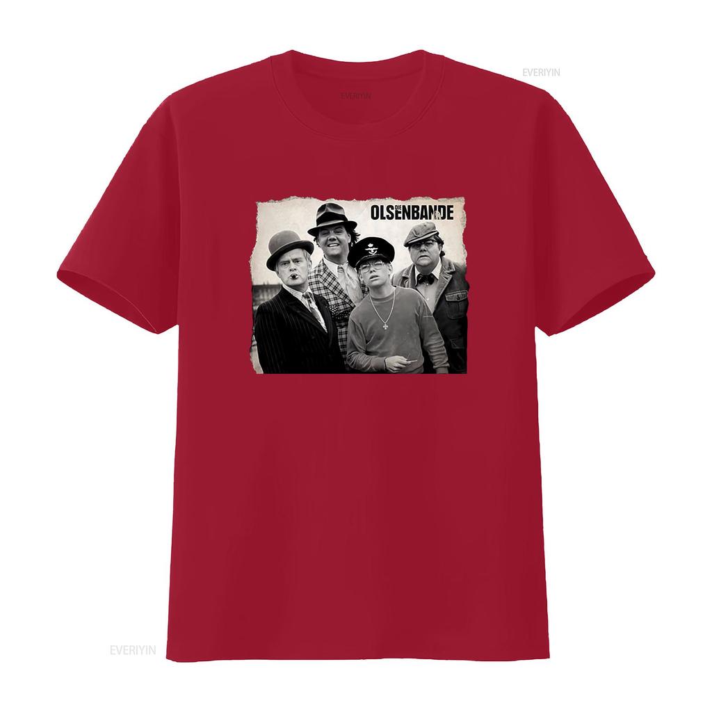 Classic Olsenbande Egon Benny Kjeld Børge Yvonne Black T Shirt 552 Retro Movie Gang Style Cotton Fashionable Print for Fans