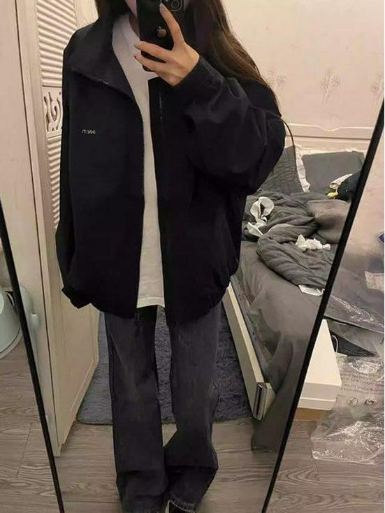 Women's American Retro Stand Collar Baseball Jacket - New, Loose, Versatile Spring Coat