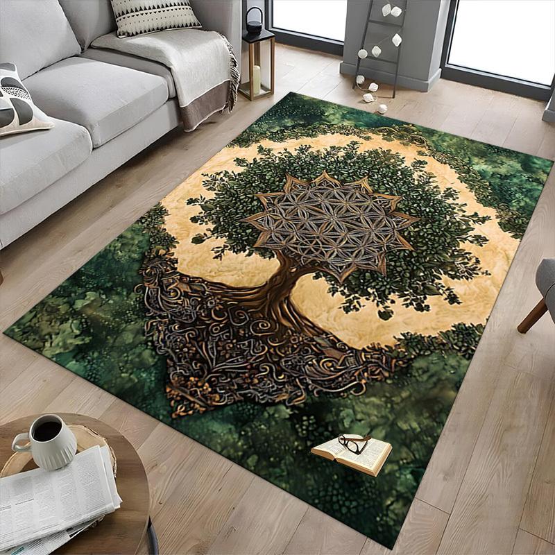 1PC Tree of Life Mandala Extra Large Non Slip Floor carpet, Office, family, Studio Large Area Rug Indoor Rugs, Bold Statement Piece