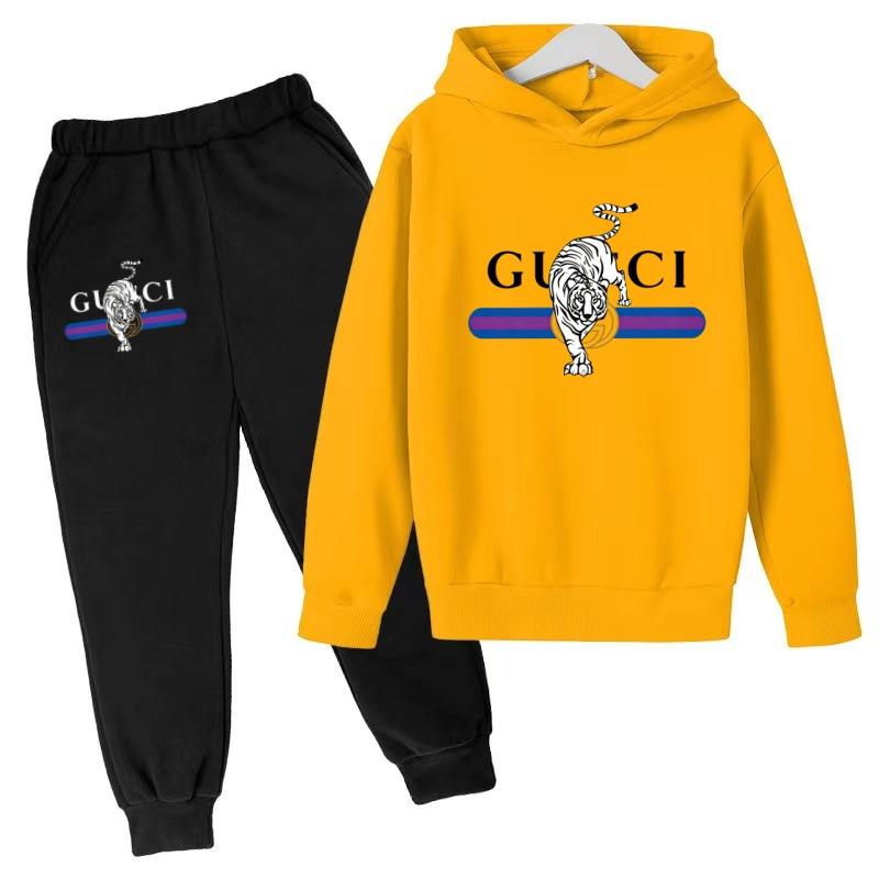 Children New Tiger Print Hoodie Clothes Autumn Winter Casual Long Sleeve Pullover 2pcs Top+Pants Brand Girl Boy 3-12Yrs Coat Set
