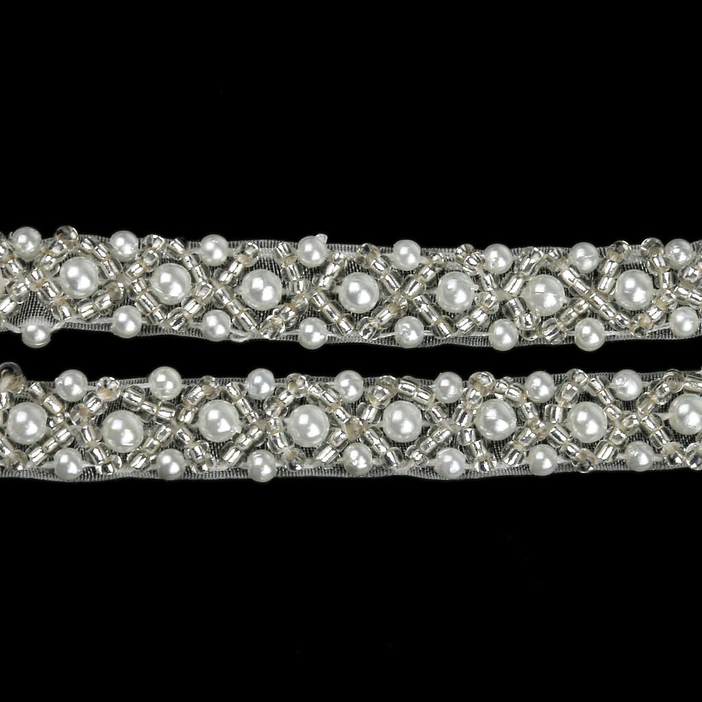1 Yard Beaded Lace Trims Sewing Applique Ribbon Embellishments