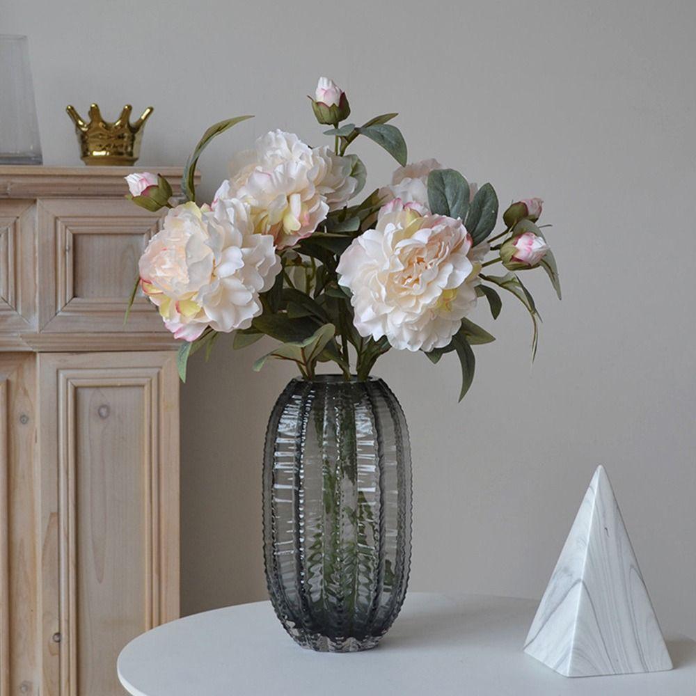 Multicolor Peony Artificial Flower Green Lieaves Lifelike Flower Faux Flower  Home Decoration