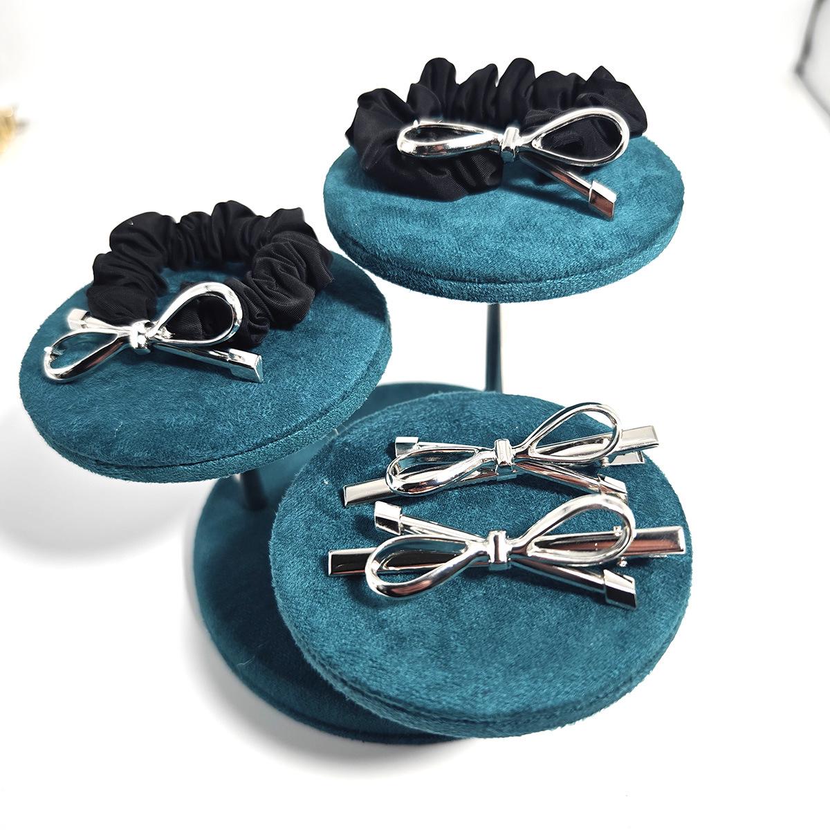 

Silver Bow Hair Clip Duckbill Hairpin & Ponytail Hair Tie Ring