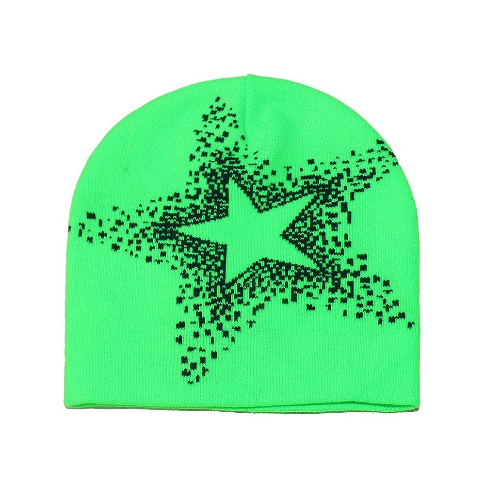 2025 autumn and winter new wool hat outdoor cycling pullover hat pentagram jacquard knitted hat cold hat men