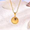New Trendy Round Brand Pendant Necklace Stainless Steel Full-gloss Shell Medal Pendant Niche Design Net Red Same Necklace