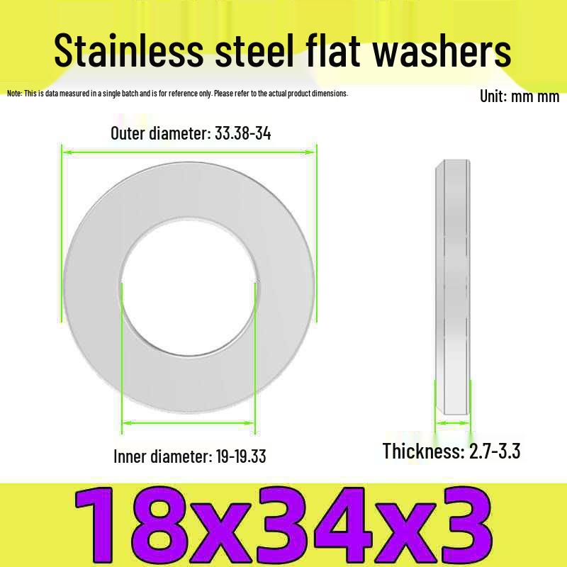 Stainless Steel Flat Washer Gasket, No Burrs, GB97 Standard (201/316/304)