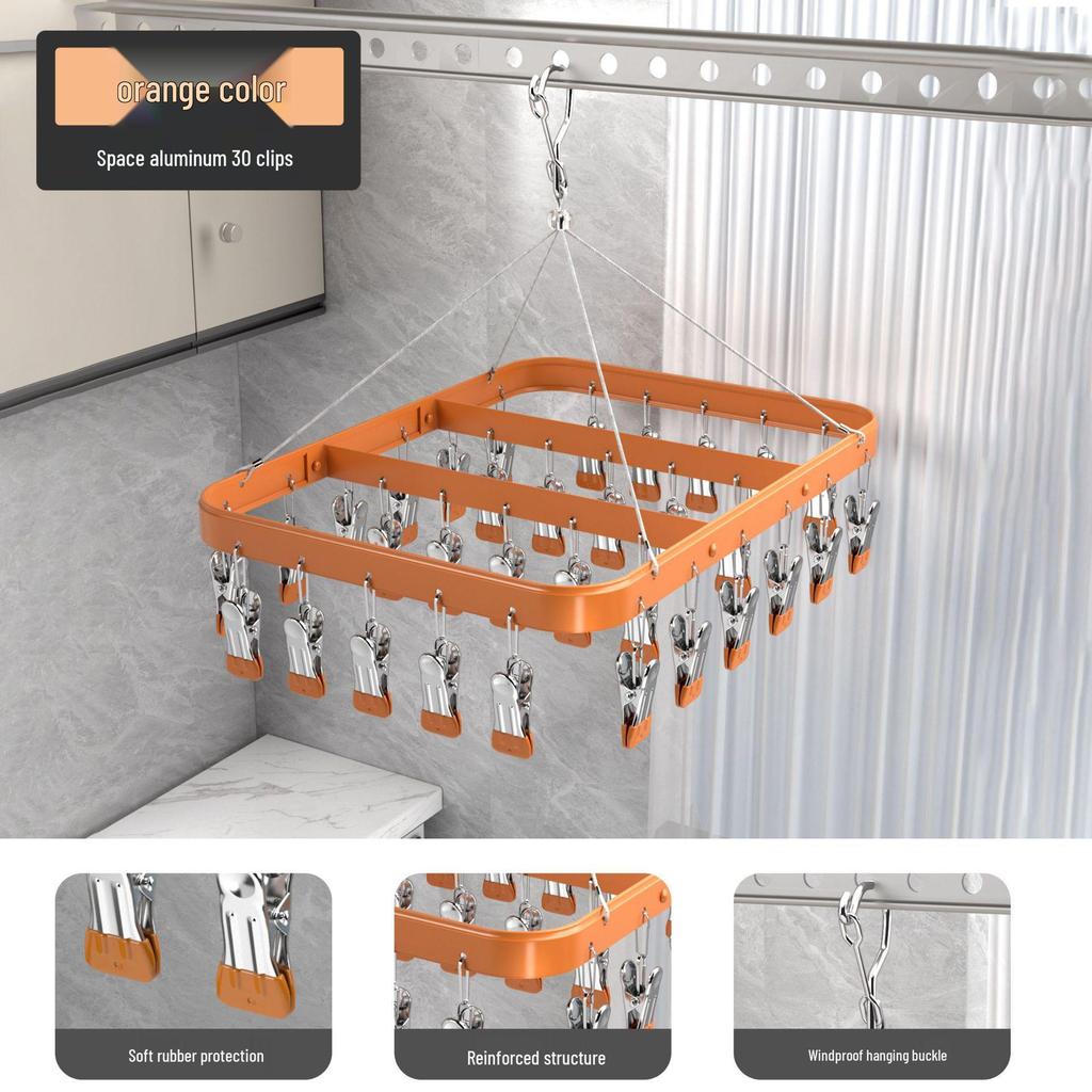 Aluminum Alloy Multi-Clip Drying Rack for Socks and Underwear