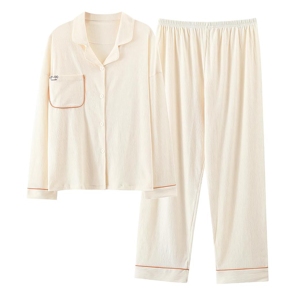 Smomo Cotton Long Sleeve Pajamas and Gentle on the Loose and Perfect for Loungewear or Hospital and Fall Women's 100% Set, Lightweight, Breathable,