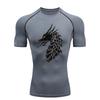 Dragon Pattern Men's Sports T-shirt for Fitness Training Gym Jogging Running Workout Compression Shirt Short Sleeve Rashguard