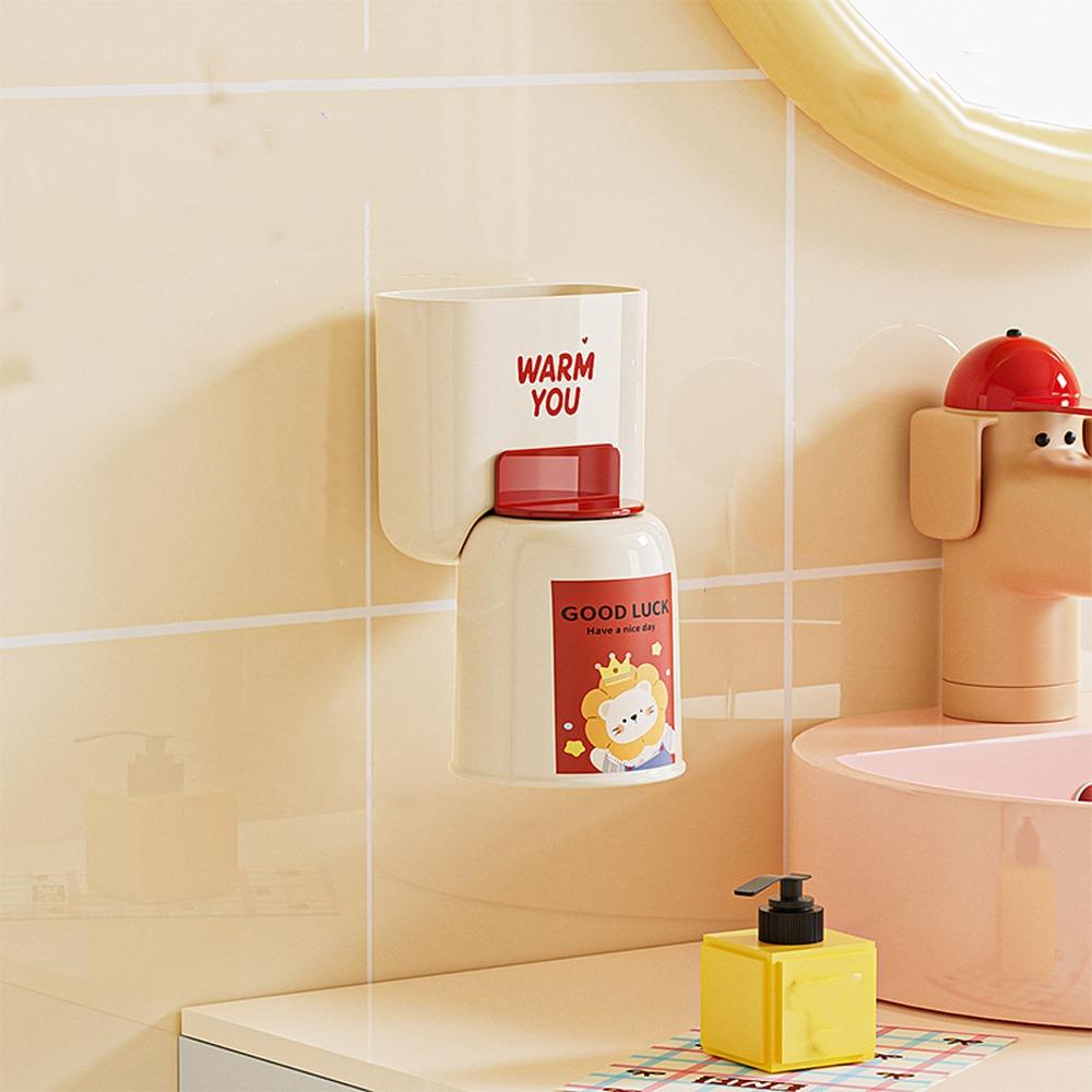 Süßer Wandmontierter Zahnbürstenhalter Stanzfreier Zahnpastaklip Mundspülbecher-Haken Badezimmer