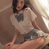 Sex underwear women's uniform sailor outfit sexy temptation pleated short skirt passion hip skirt suit pure temptation