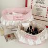 Portable Fabric Storage Basket Floral Pattern Desktop Organizer  Bedroom Storage