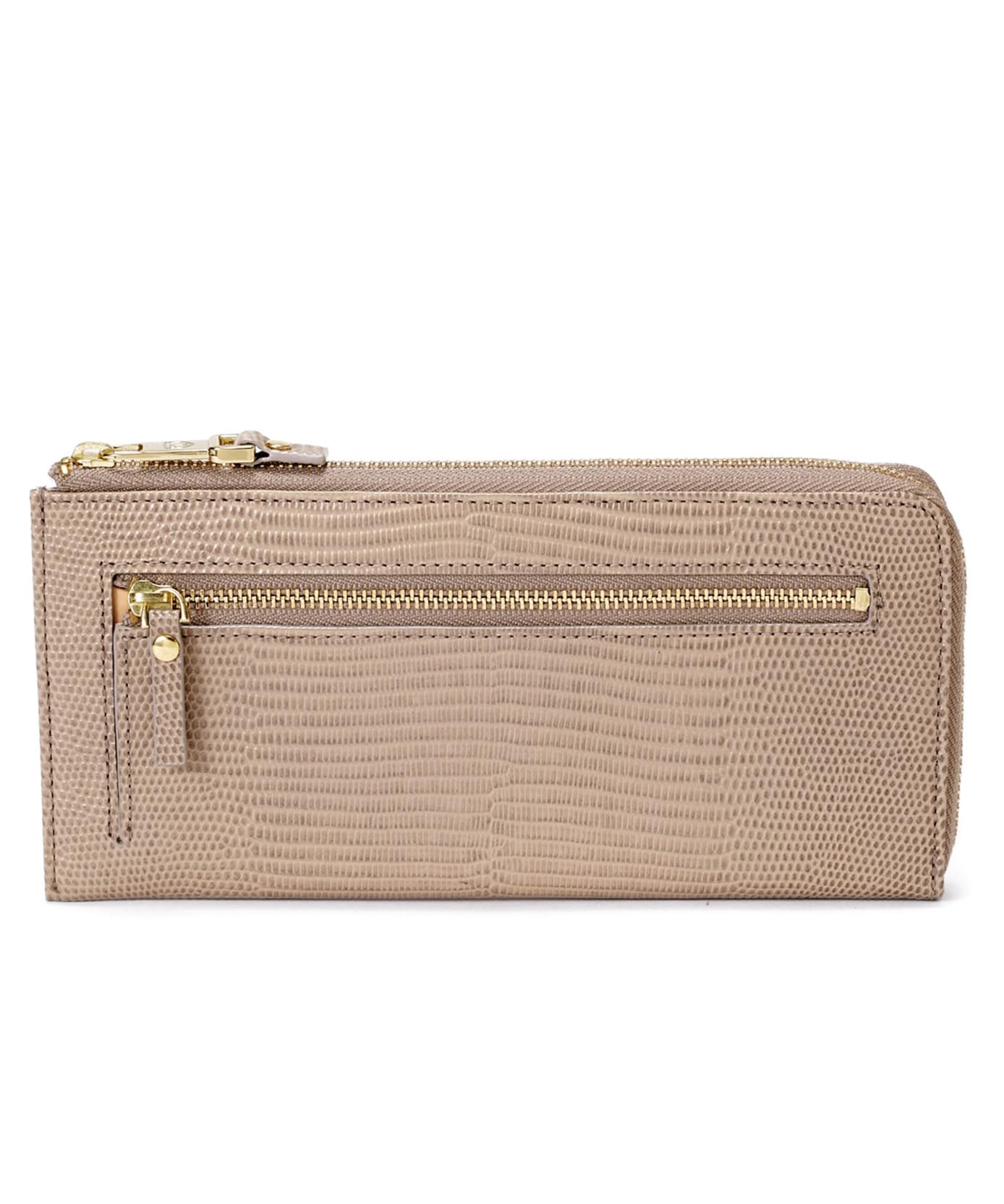 

Topkapi Italian Leather Lizard Embossed Long Wallet with Large Zipper and Gusset, LUCIA, Greige