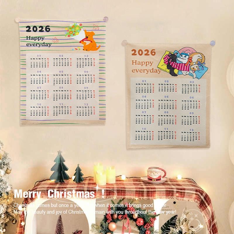 2026 New Year's Eve Wallpaper Calendar Girl's Bedroom Decoration Tapestry Askaton Calendar Wallpaper
