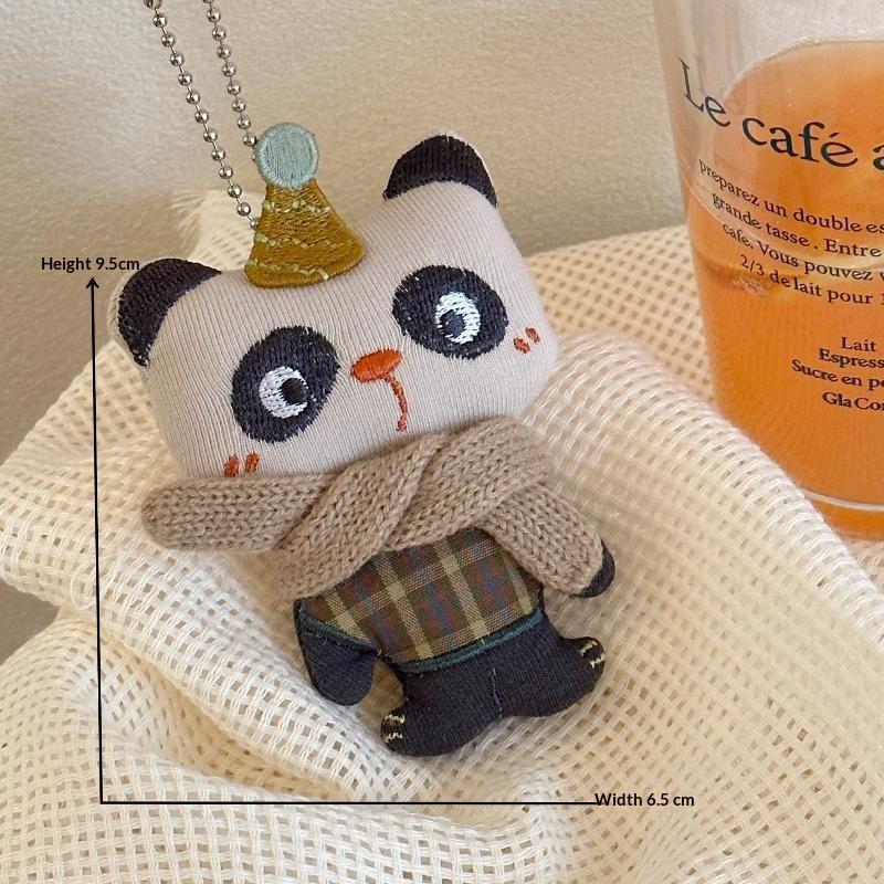 Forest Style Cloth Animal Plush Keychain Cute Rabbit Cat Panda Bear Fabric Doll Bag Pendant Car Keychain Backpack Hanging Decor