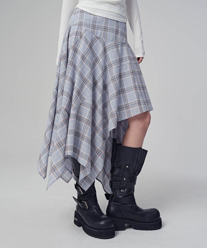 Urban Dress Lyra Asymmetrical Check Midi Skirt_2 Colors