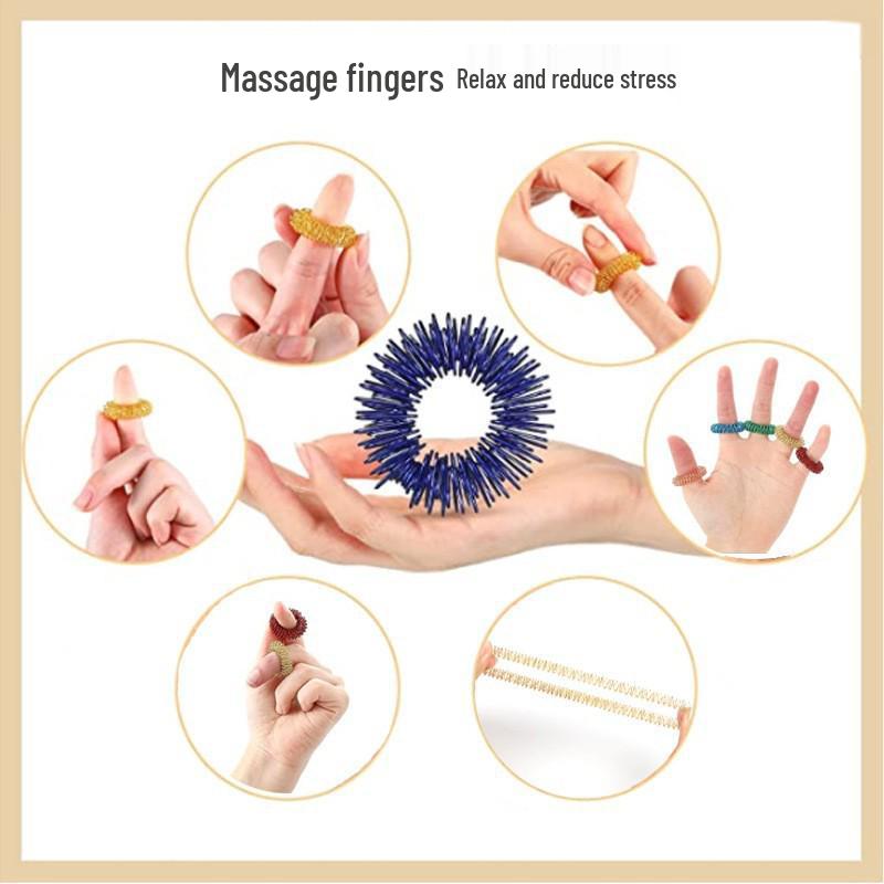 Mini Spring Finger Massage Ring - Decompression Finger Massager Circle.
