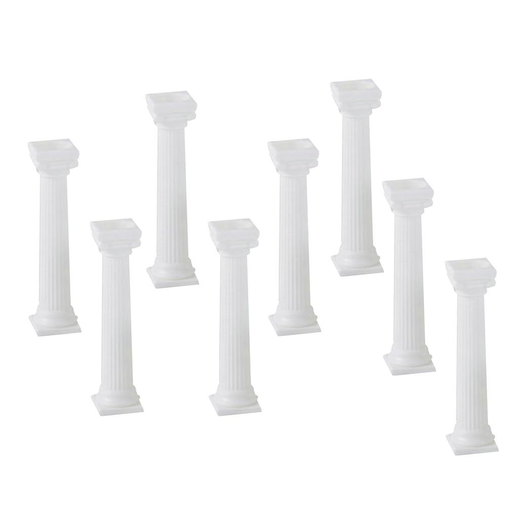 8PCS Roman Pillars Vintage Plastic Column for Multi Layer Cake Support Miniature Landscape Decoration