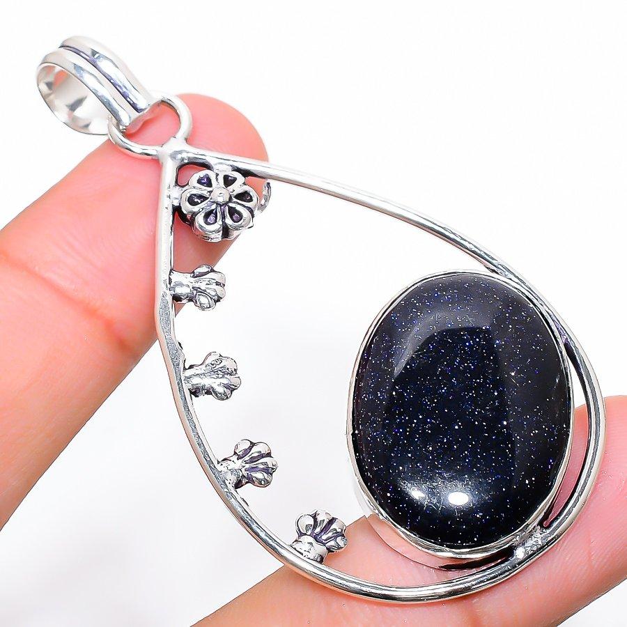Purple Sunstone Gemstone Handmade 925 Sterling Silver Jewelry Pendant 2.60"
