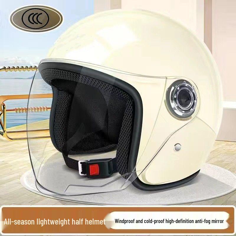 Certified Electric Vehicle Unisex Autumn/Winter Motorcycle Helmet - Lightweight, Warm, Cold Protection