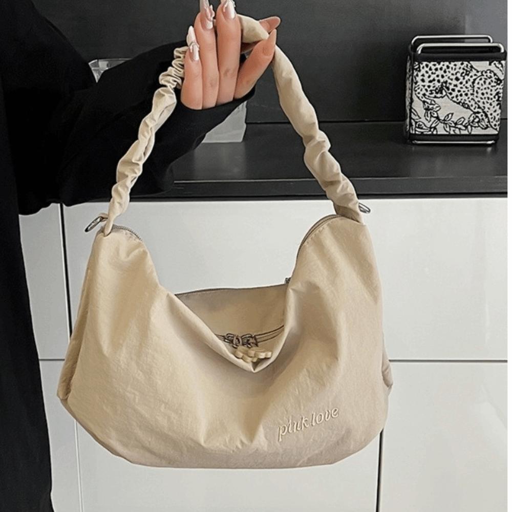Leisure Pleated Shoulder Bag Leight Weight Women's Handbags Korean Nylon Crossbody Bag  Outdoor