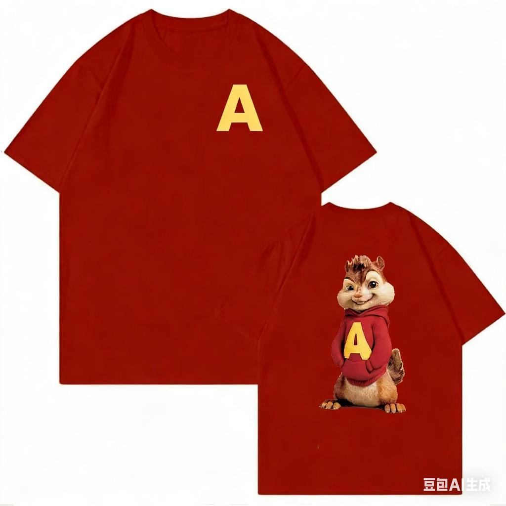 2026 Alvin And The Chipmunks Red Shirt Unisex S/P Movie Promo Nerd Geek Animation Adult T-Shirt Graphic T Shirts Cotton Tee Tops