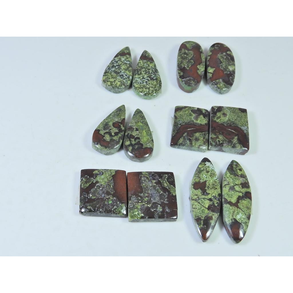 22-31 MM Natural Dragon Jasper Matched Pair Mix Loose Gemstone 6 Pair Lot C-1002