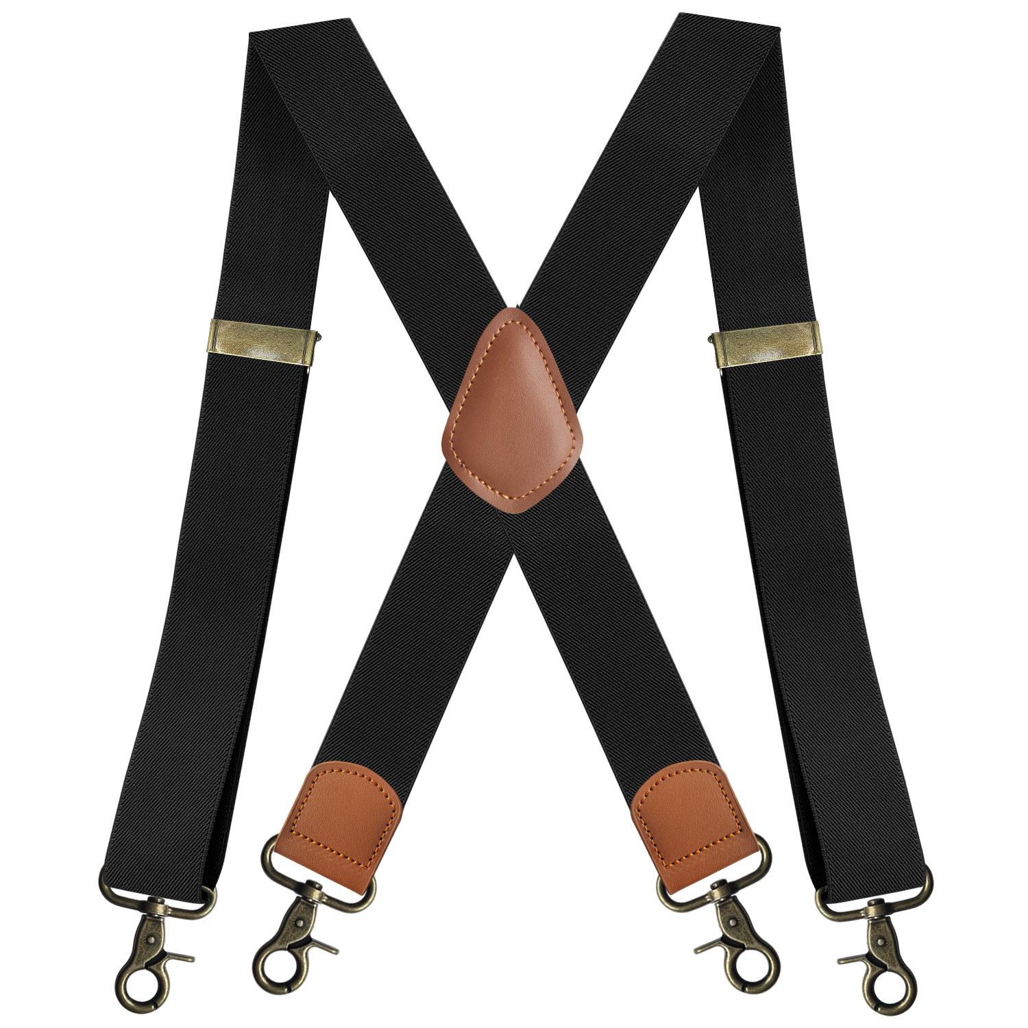 

New Man s Suspenders 4 Heavy buckle Braces Suspensorio Tirantes Hombre Elastic Strap Ancient bronze buckle Father s Gift чёрный