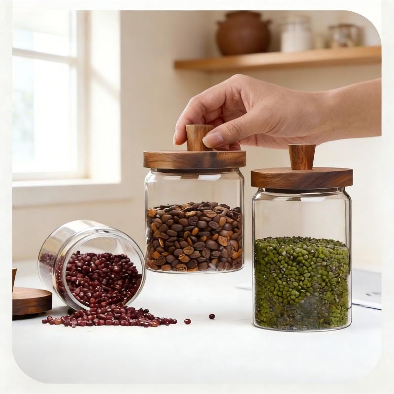 High Borosilicate Glass Honey Jar with Stirrer - Sealed Food Storage for Jam and Honey 450ml