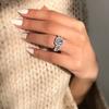 New Silver Plated Stainless Steel Rings For Women Square Cubic Zircon Ring Jewelry Accessories Size 5-11