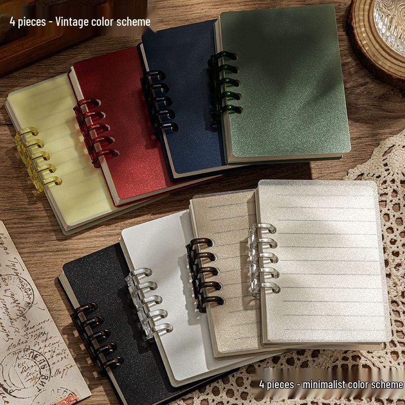 A7 Transparent Minimalist Loose-Leaf Spiral Pocket Notebook, Lined for Single Words