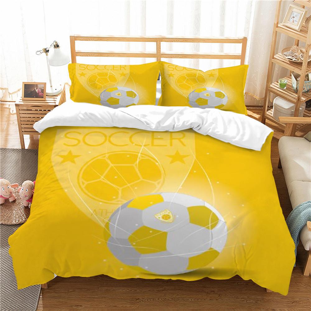 Sengetøysett Fotball Hjemmetekstiler Queen King Size Barn Tenåring Fotball Dynetrekk 3D Dynetrekksett