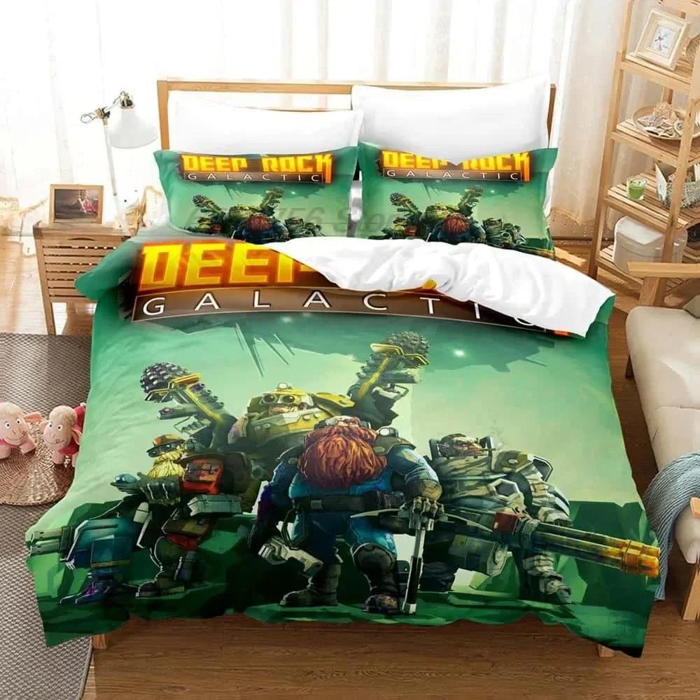 3d Anime Game Deep Rock Galactic Bedding Set Printed Bed Set With Pillowcase Bed Duvet Cover Single Double Queen Super King Size