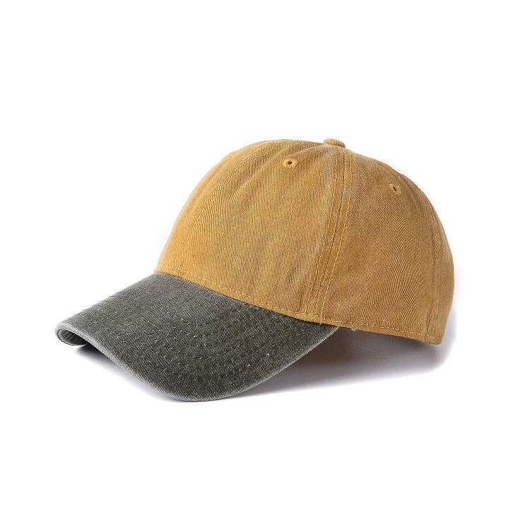 Retro Color-blocked Denim Brim Ponytail Baseball Cap Personality Curved Brim Sports Hip Hop Style Baseball Cap Adjustable