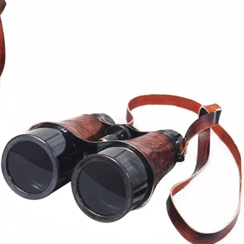 Vintage Solid Brass Binoculars - 15.24 cm, Red, Antique Finish