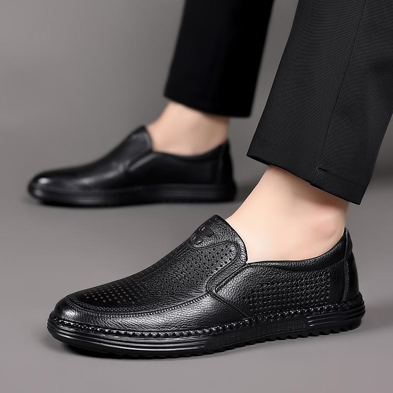 First layer casual sandals breathable hollow leather shoes men's hole casual leather shoes