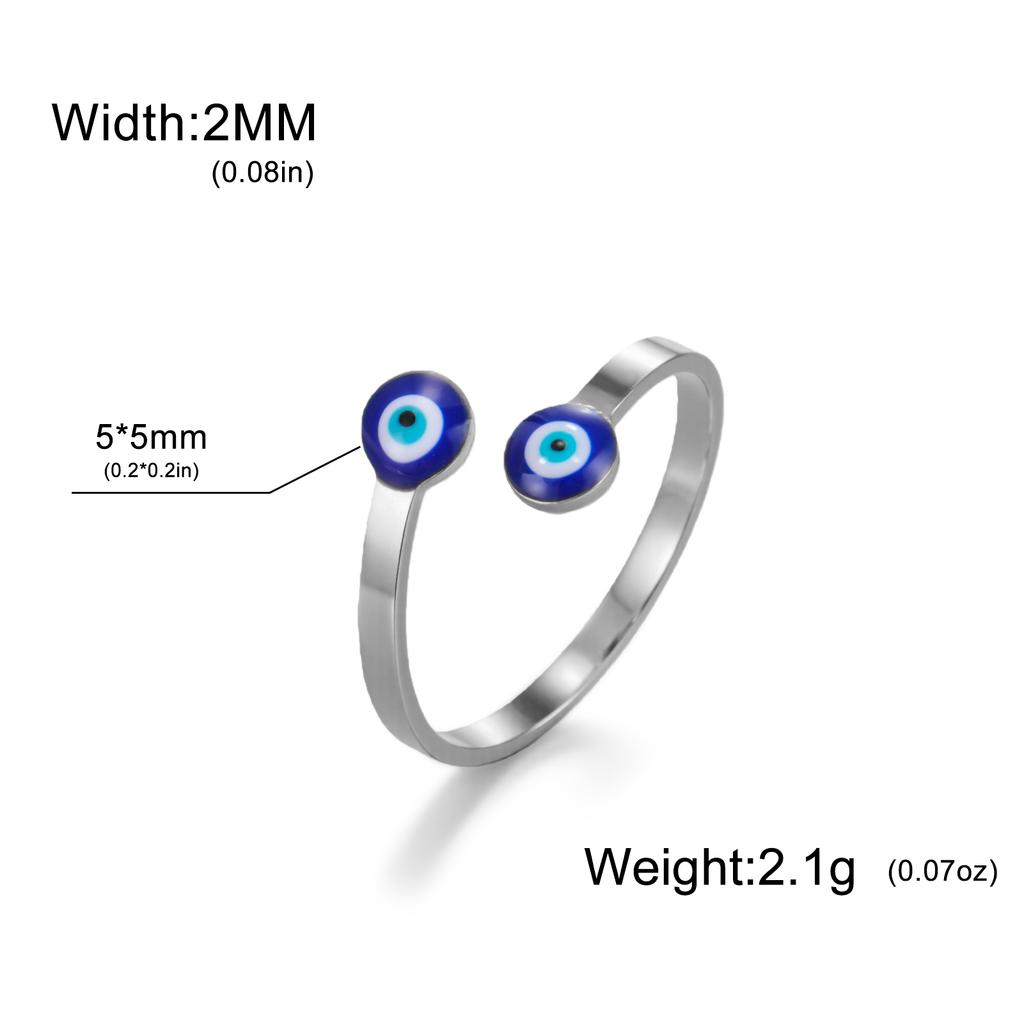 Vintage Turkish Blue Evil Eye Rings Stainless Steel Lucky Jewelry Open Finger Rings for Women Birthday Anniversary Gift Amulet