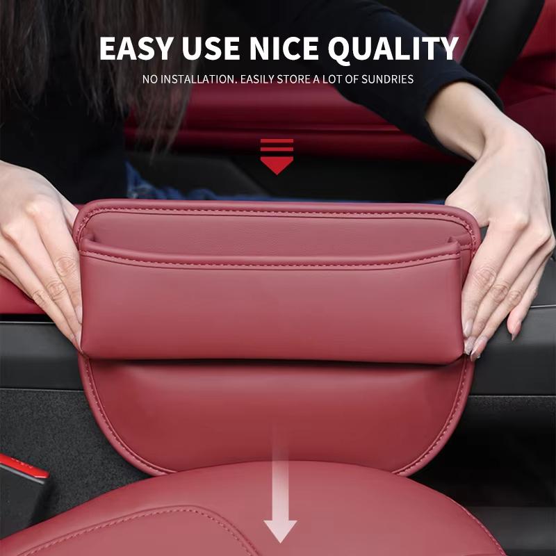 Organisateur de Vide-Siège de Voiture Boîte de Rangement Cuir Nappa Multifonction Universel Poche de Rangement Latérale pour Fente Portefeuille Clé Carte Accessoires