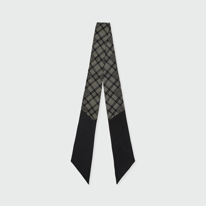 EENK ZUIE Check Pattern Silk Scarf - Black/Ivory