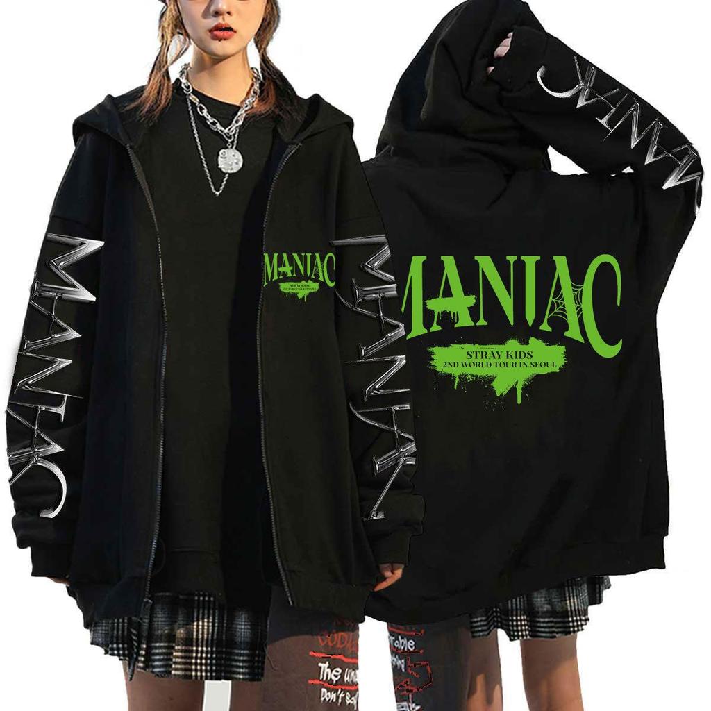 Popular Sweater Straykids Surrounding Harajuku Printed Sweater Hooded Loose Zipper Sweater
