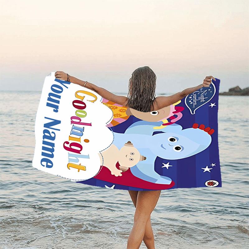 1pc In the Night Garden2 Beach Towel with Custom Name, Beach/Swimming/Bath/Picnic/Camping Towel, Suitable for Seaside Beaches