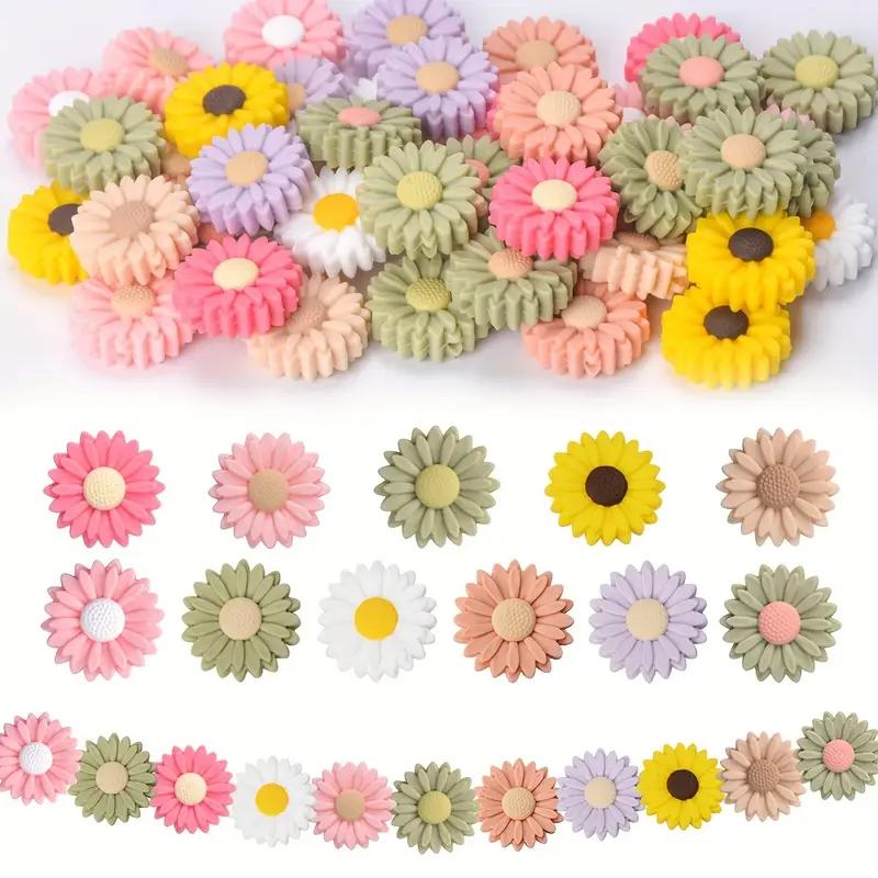 5/15PCS Multi-color Daisy Silicone Beads, 20mm, Suitable for DIY Pen Bead Bracelets, Necklaces, Keychain Accessories, Etc