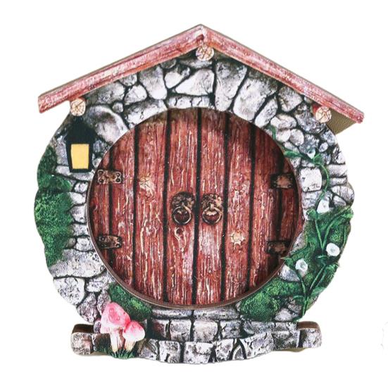 Feentür, handgefertigt, realistischer Buchsbaum, Miniatur-Holz-Elfentür, Tor, Gartendekoration, Heimdekoration