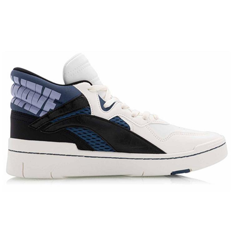 Li Ning Wave SUPERWAVE Mid Skateboard Shoes Men's Mid top White Black Blue AGCQ061-2