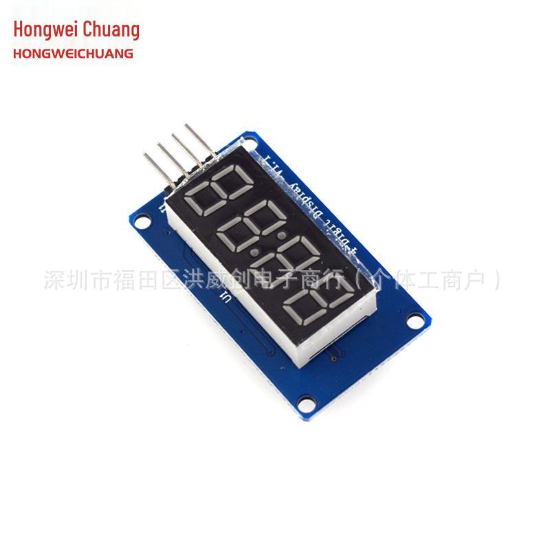 TM1637 LED Display Module: 4-Digit, Adjustable Brightness, Clock Point.