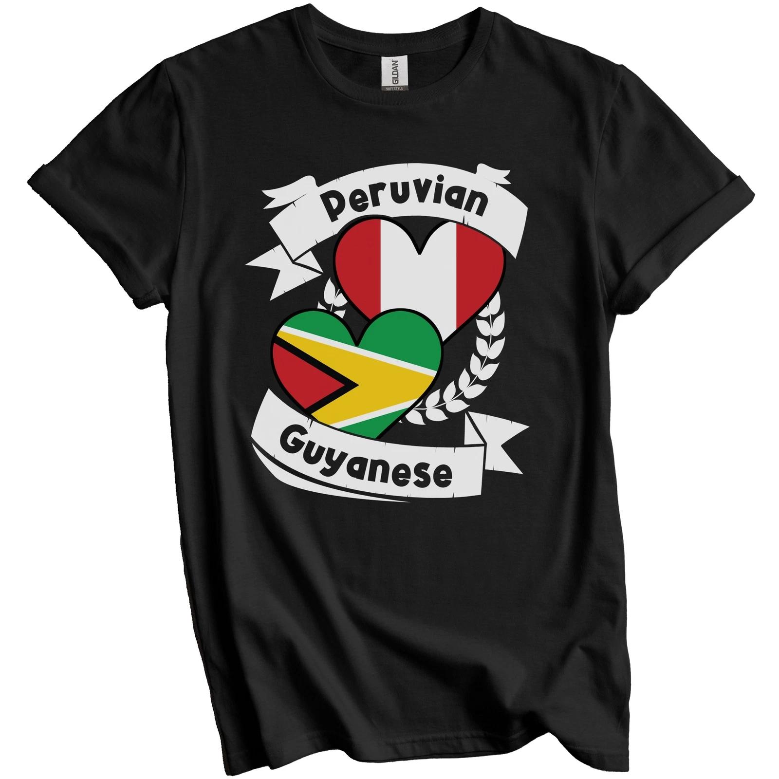 Peruvian Guyanese Heart Flags Peru Guyana T-Shirt 4XL