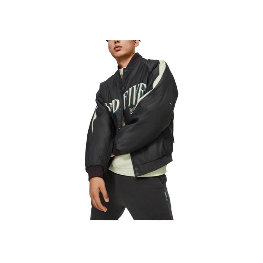 Li Ning Badfive Letter Splicing Single-Breasted Jacket Men Jackets Graphite-Gray AJMU017-4